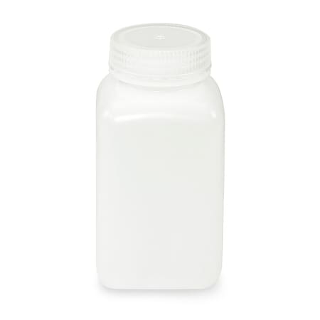 Globe Scientific Diamond RealSeal Bottle, Wide Mouth, Square, HDPE with PP Closure, 500mL, 12PK 7180500